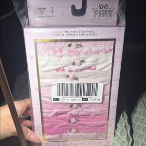 LoveShackFancy Pink and White V-String Panties Set